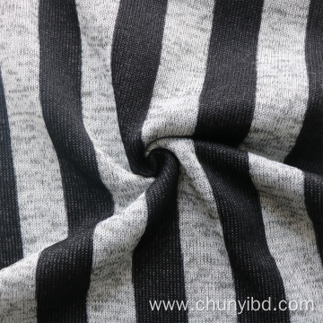 100% Polyester Stripe Pattern Cationic Dye One Side Brushed Weft Knitted Loose Fleece Fabric for Coat Home Textile
